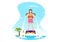 Flyboard Illustration with People Riding Jet Pack in Summer Beach Vacations in Extreme Water Sport Activity Cartoon Hand Drawn