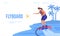 Flyboard landing page vector flat illustration. Video play woman enjoying extreme beach water sport