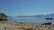 Flycam View Seascape Pebble Beach against Hills Skyline