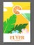 Flyer with a cocktail on the beach. Flowers sunny weather. Vector