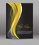 Flyer or cover design, dark background with yellow pattern