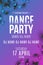 Flyer for Dance Party. Purple and blue polygonal shapes. Club and DJ name. Geometric design from triangles. Disco invitation