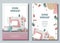 Flyer design set with sewing machine and sewing supplies. Light industry. Needlework, hobby, sewing. Poster banner for