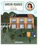 A flyer for a female realtor who sells sustainable homes. Green home with solar panels, waste sorting bins, vegetable garden and