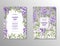 Flyer set with purple wisteria. Flower and garden shop. Banner, poster, brochure, cover, template, invitation a4 size