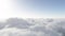 Flying above the clouds by plane. Through the clouds. Heaven, paradise Ultra HD 4k