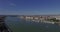 Flying above Danube river in Budapest city. Perfect aerial footages