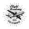 Flying academy vector emblem, label, badge or logo