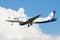 Flying aircraft Airbus A320 VQ-BQN `Ural airlines` is included in the cloud