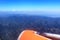 Flying airplane Balkan Mountains aerial view Bulgaria