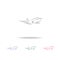 Flying airplane - stylized logo icon. Elements of airport multi colored icons. Premium quality graphic design icon. Simple icon fo