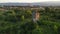 Flying around the old abandoned water tower during sunset