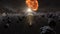 Flying asteroid, meteorite to Earth. outer space. Armageddon. 3d rendering