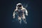 Flying Astronaut In Vintage Clothing on blue underwater background - Generative AI