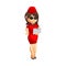 Flying attendants air hostess Profession stewardess Bring laptop Wear Glasses cartoon character illustration