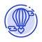 Flying Balloon, Hot Balloon, Love, Valentine Blue Dotted Line Line Icon