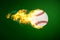 Flying baseball on fire