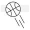 Flying basketball ball icon. Black basketball icon. Team sport. Logo symbol. Vector illustration. stock image.