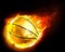 Flying basketball on fire