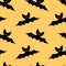 Flying bats seamless pattern. Cute Spooky vector Illustration. Halloween backgrounds and textures in flat cartoon gothic style.