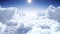 Flying Through the Beautiful Clouds with the Shining Bright Sun Daylight Seamless. Looped 3d Animation Flight Above the