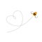 Flying bee and the heart shape flight trajectory. Vector cartoon illustration