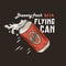 Flying beer can with foam for print. Tin of beer