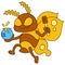 Flying bees carrying jars of honey, doodle icon image kawaii