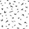 Flying bird seamless pattern. Drawing birds flock flying, abstract aerial black silhouettes in sky, print textile