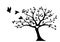 Flying Birds On Tree Vector, Tree with heart, Wall Decals, Wall Decor, Flying Birds Silhouette, Birds on Branch