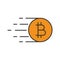 Flying bitcoin color icon