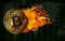 Flying Bitcoin Engulfed in Flames