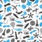 Flying blue and gray theme theme symbols and icons seamless pattern eps10