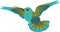 Flying blue-green hummingbird with a long beak