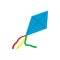 Flying blue kite cartoon icon