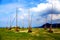 The `flying broomstick installation art` at Harry Potter`s huge broom spot in Chaojing Park, located in Keelung city , Taiwan