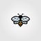 Flying bumblebee logo mascot vector vintage illustration design
