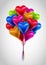 Flying bunch of multicolored balloon hearts. Valentines Day