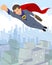 Flying businessman hero