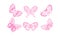 Flying Butterflies Collection, Beautiful Pink Insects Vector Illustration