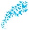 Flying butterflies flock. Blue moth silhouettes abstract background