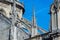 The flying buttresses on east facade of Notre Dame de Paris