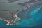 Flying into Cancun, Mexico over the Carribean Sea