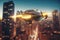 Flying Cars in the City: A Futuristic AI-Powered Concept Illustration