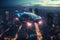 Flying Cars in the City: A Futuristic AI-Powered Concept Illustration