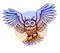 Flying cartoon owl with color wings