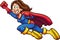 Flying cartoon super mom with cape