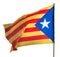 Flying Catalonia flag. Isolated over white