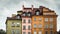 Flying clouds above historical house