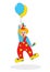 Flying clown with balloons - illustration